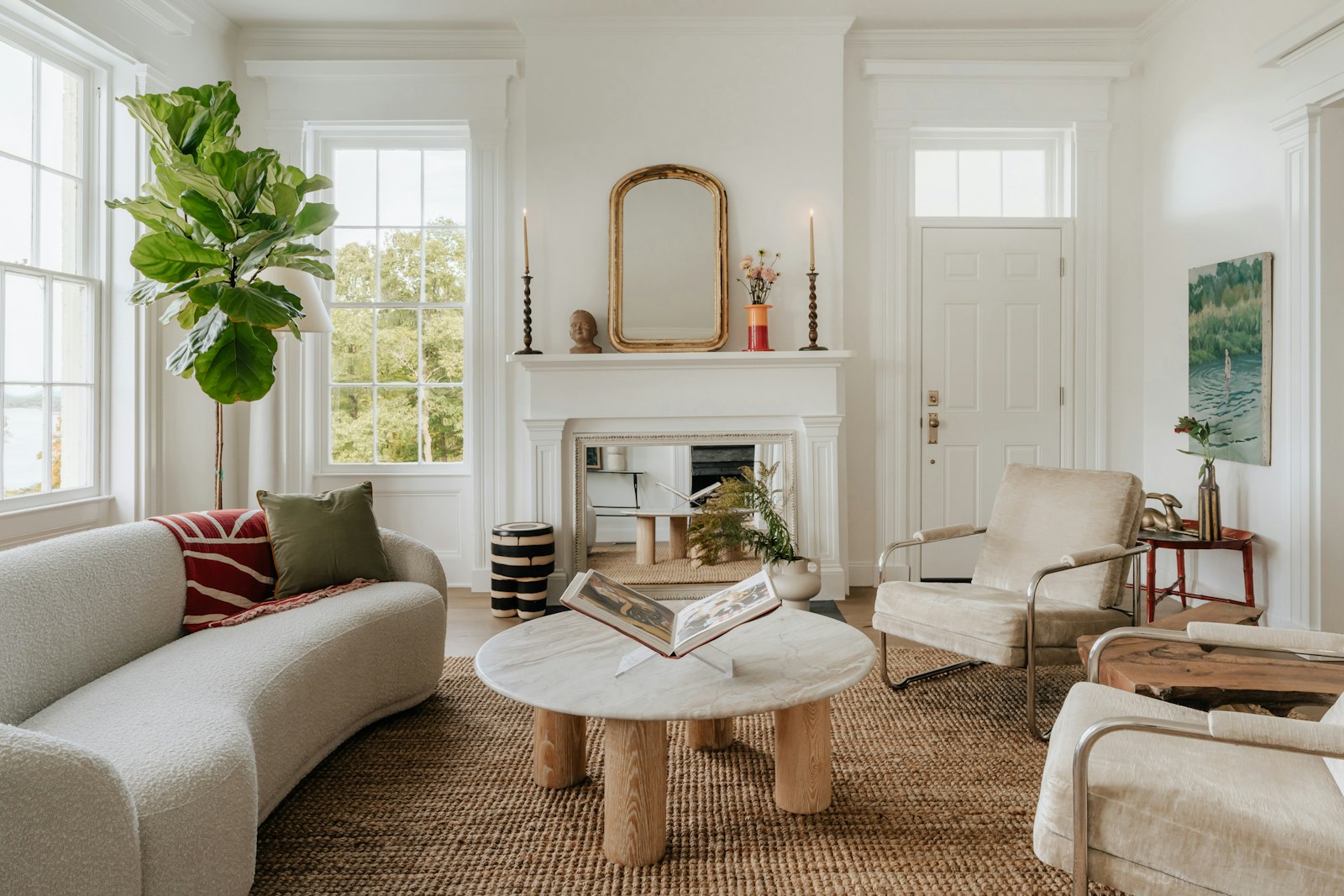 A finished interior: bright walls, crisp white trim